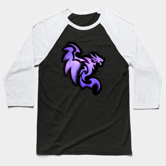 Forged Purple Dragon Flying Dragon Design Baseball T-Shirt by DesignFunk